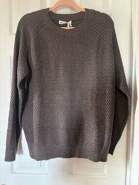 Grace Karin Textured Crewneck Sweater — Brown
